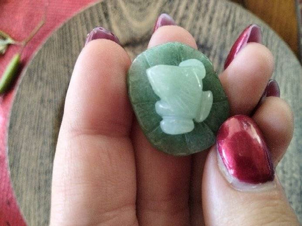 Crystal Frog on adventurine Lily Pad