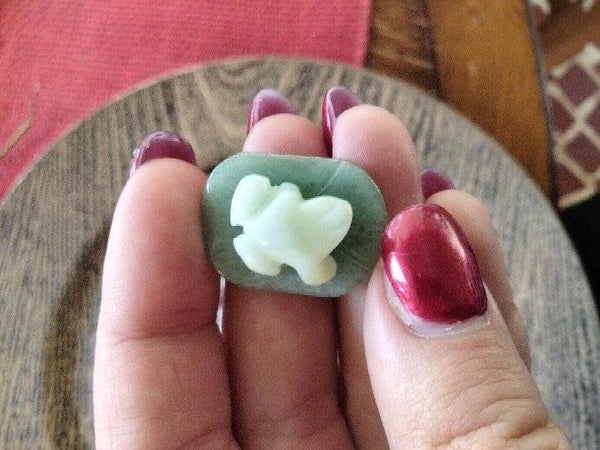 Crystal Frog on adventurine Lily Pad