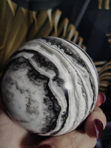 Black & White Calcite Sphere yin & yang