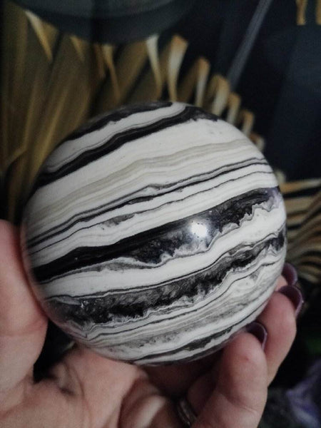 Black & White Calcite Sphere yin & yang