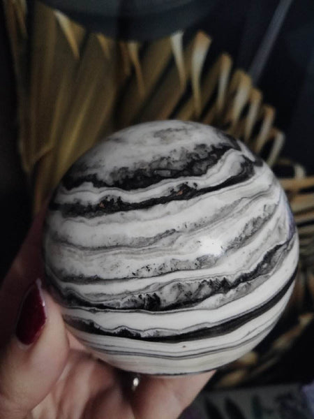 Black & White Calcite Sphere yin & yang