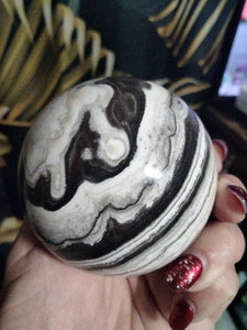 Black & White Calcite Sphere yin & yang