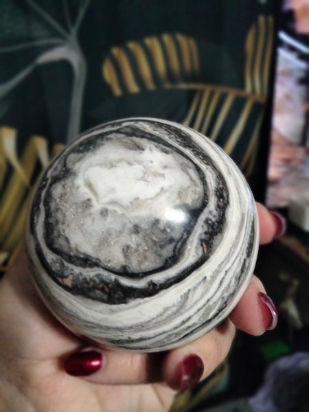 Black & White Calcite Sphere yin & yang