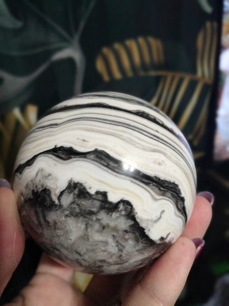 Black & White Calcite Sphere yin & yang