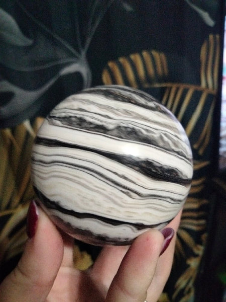 Black & White Calcite Sphere yin & yang