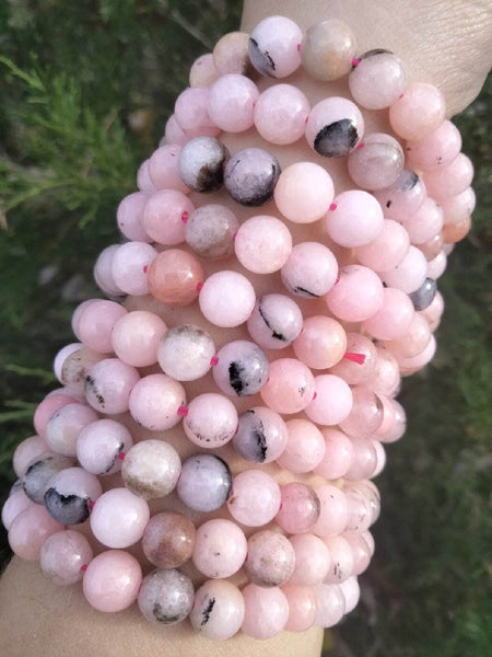 Pink Opal with Dendrite Crystal Bracelet