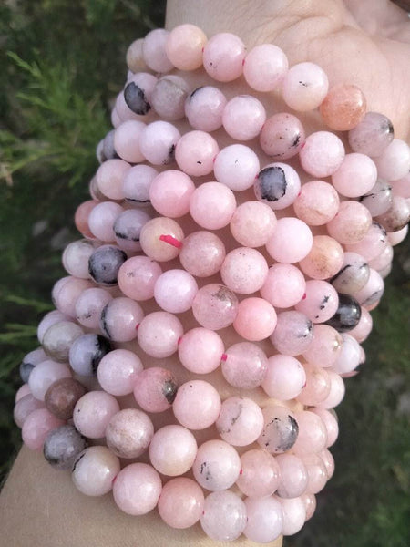 Pink Opal with Dendrite Crystal Bracelet