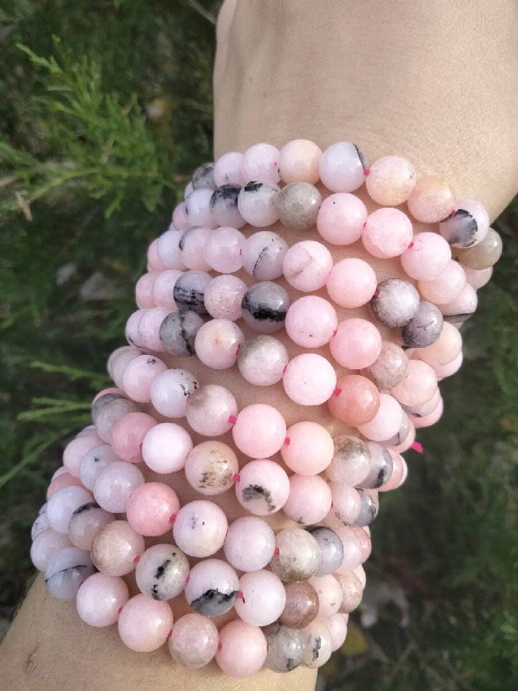 Pink Opal with Dendrite Crystal Bracelet