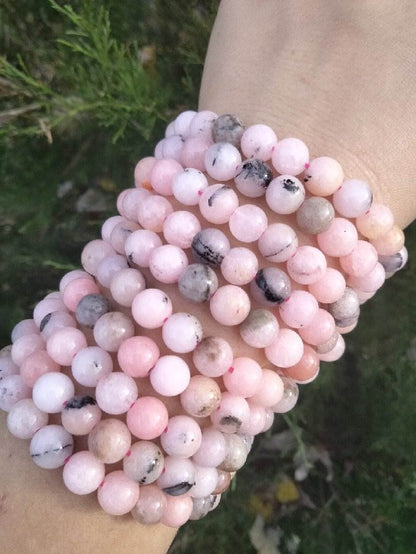 Pink Opal with Dendrite Crystal Bracelet