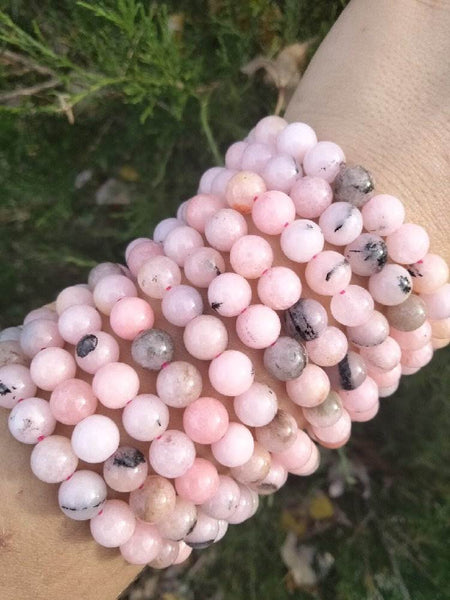 Pink Opal with Dendrite Crystal Bracelet