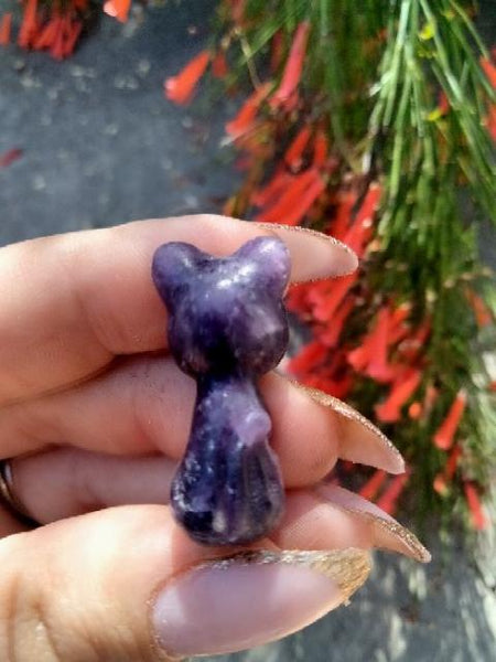 Lapidolite Crystal Cat Carving