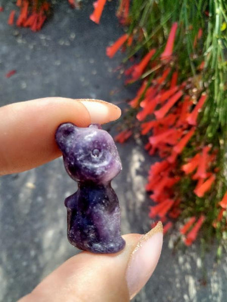 Lapidolite Crystal Cat Carving