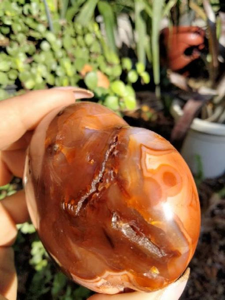 Carnelian Jasper Heart with druzy caveand pools