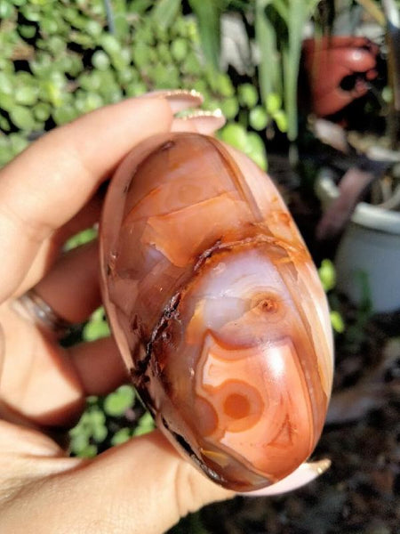 Carnelian Jasper Heart with druzy caveand pools