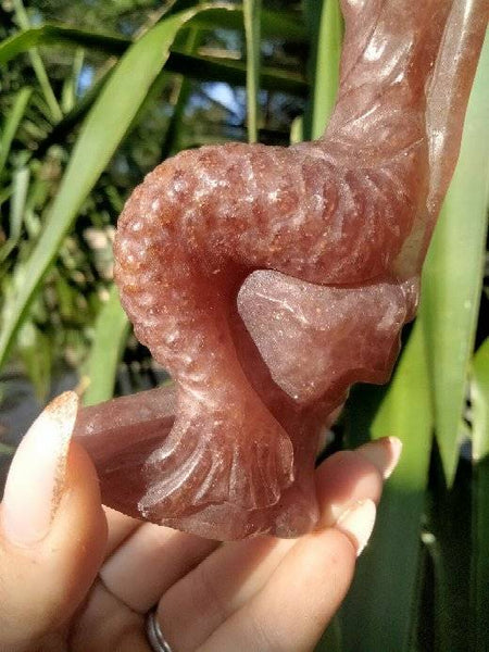 Strawberry Quartz Mermaid crystal carving