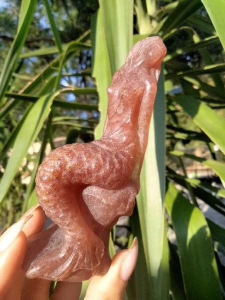 Strawberry Quartz Mermaid crystal carving