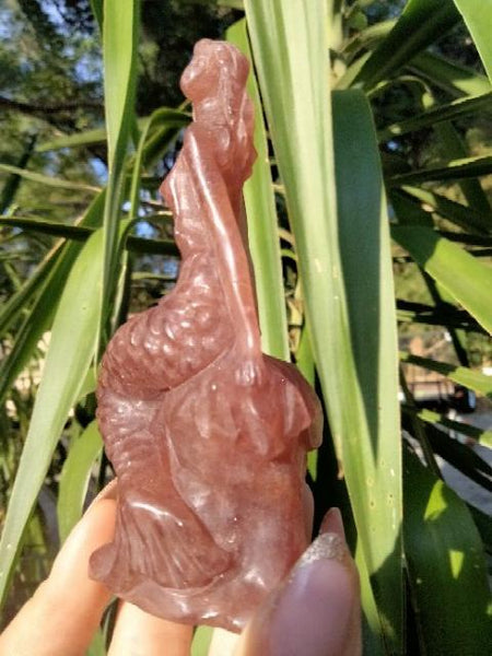 Strawberry Quartz Mermaid crystal carving