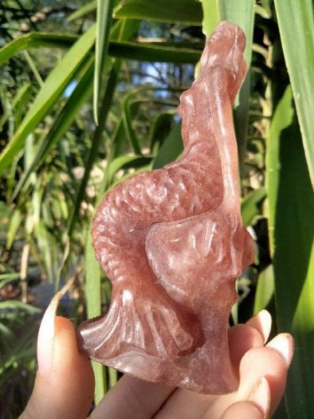 Strawberry Quartz Mermaid crystal carving