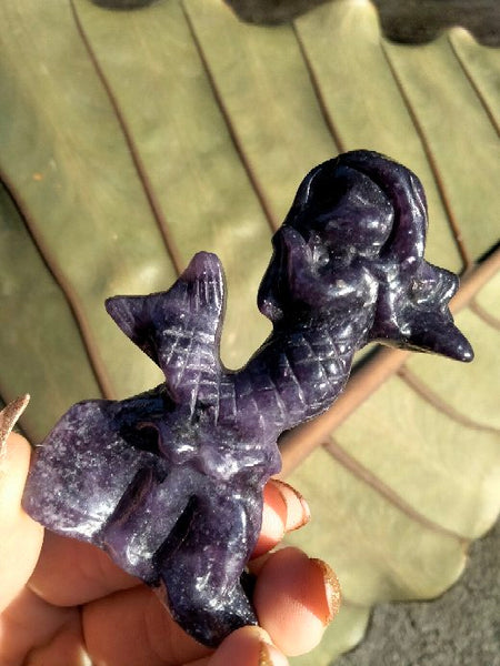 Lepidolite Mermaid Crystal Carving