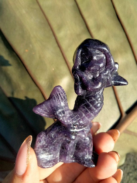 Lepidolite Mermaid Crystal Carving