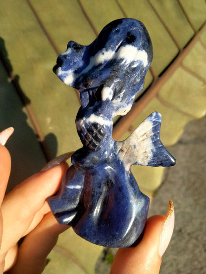 Sodalite Mermaid Crystal Carving