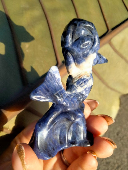 Sodalite Mermaid Crystal Carving