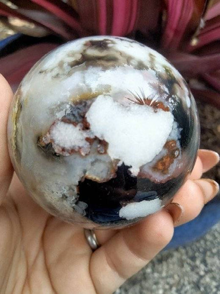 Black laced flower agate Sphere B