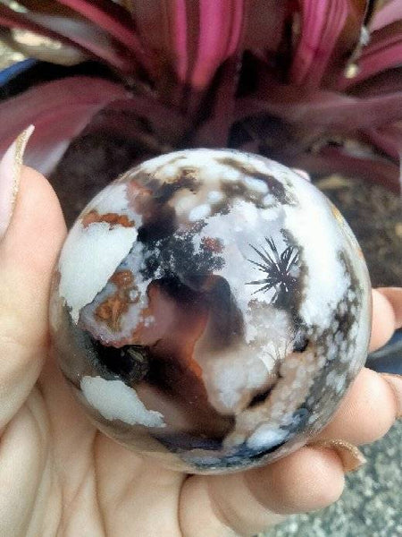 Black laced flower agate Sphere B