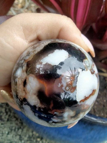 Black laced flower agate Sphere B