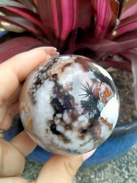 Black laced flower agate Sphere B