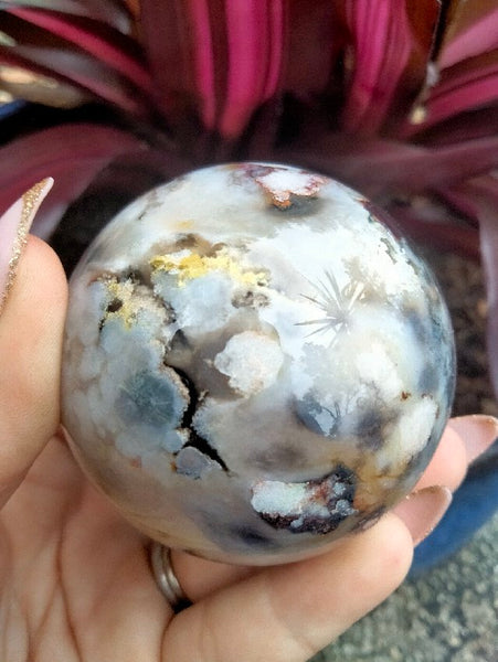 Black laced flower agate Sphere B