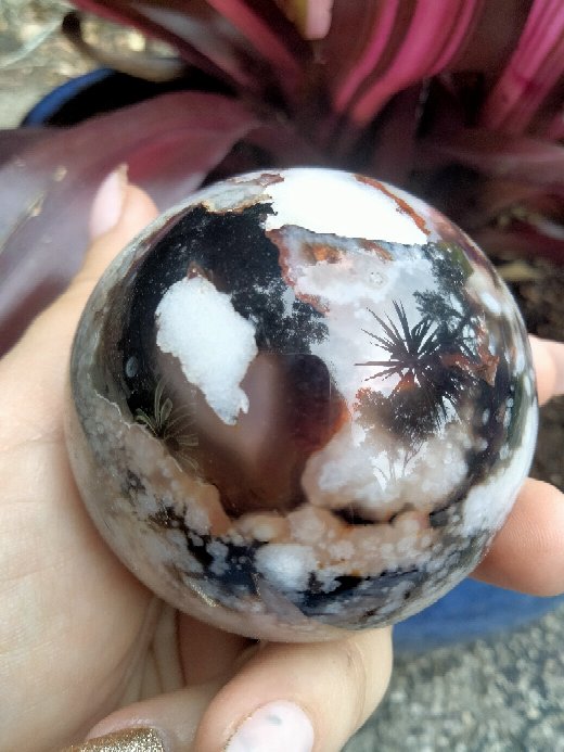 Black laced flower agate Sphere B