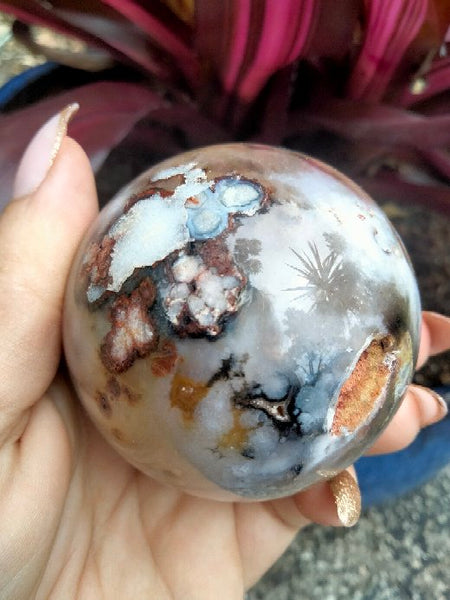 Black laced flower agate Sphere B