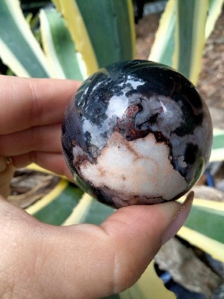 Black laced flower agate Sphere J