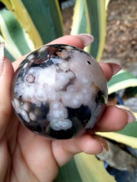 Black laced flower agate Sphere J