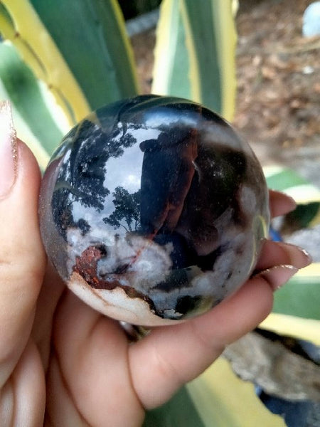 Black laced flower agate Sphere J