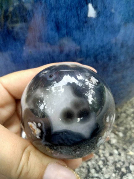 Black laced flower agate Sphere C