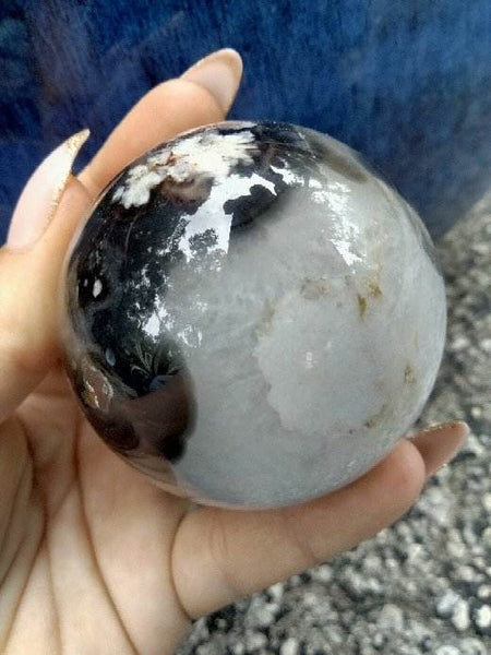 Black laced flower agate Sphere C