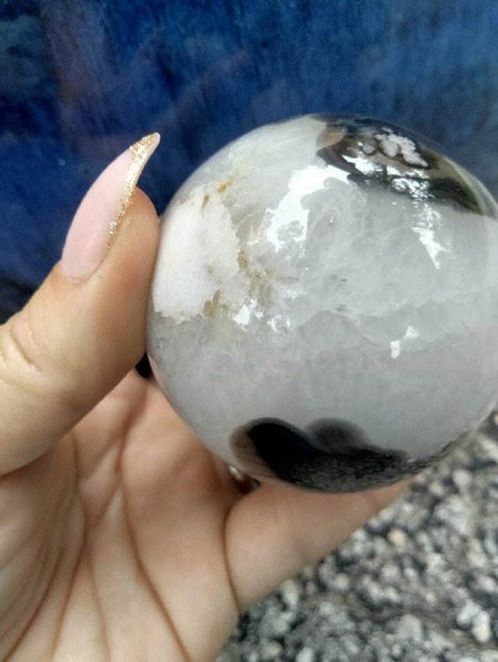 Black laced flower agate Sphere C