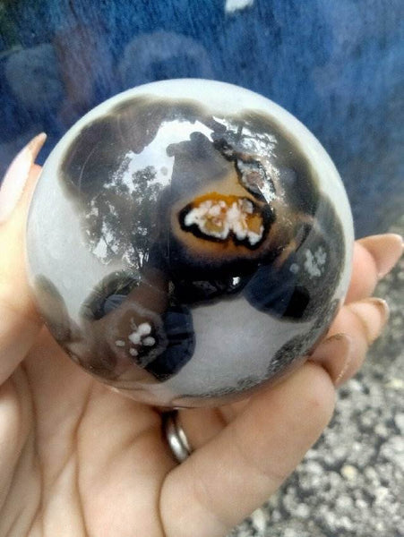 Black laced flower agate Sphere C