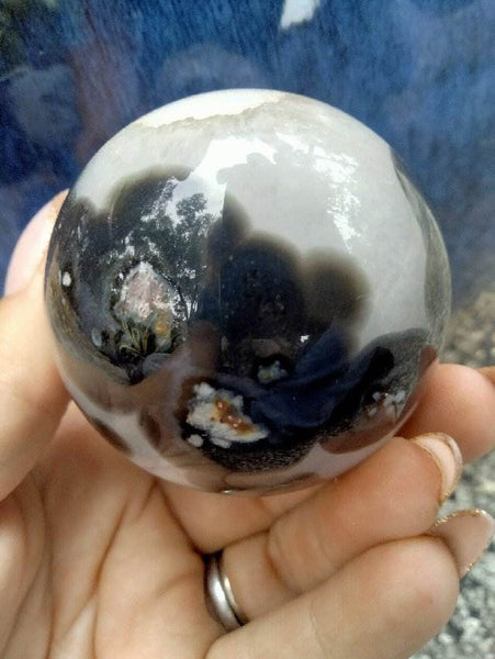 Black laced flower agate Sphere C