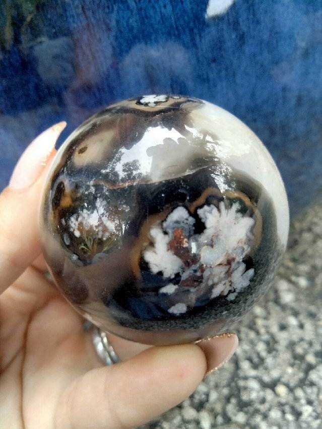 Black laced flower agate Sphere C