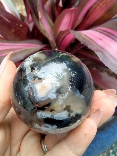 Black laced flower agate Sphere D