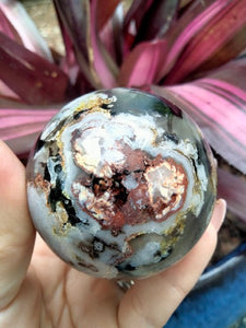 Black laced flower agate Sphere D