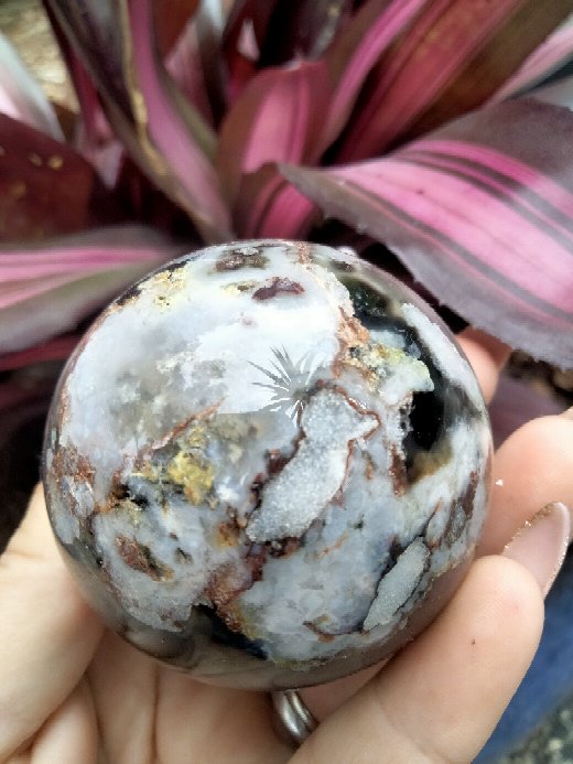 Black laced flower agate Sphere D