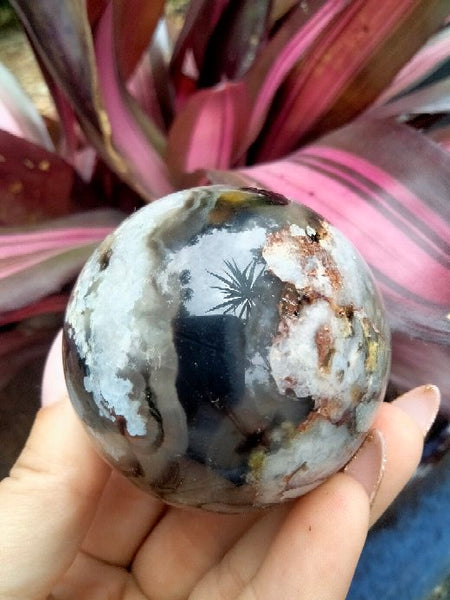 Black laced flower agate Sphere D