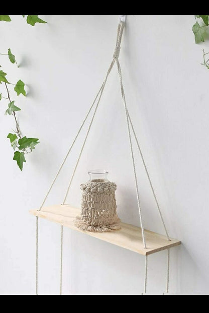 Double Shelf for earth tone office/ plant holder tropical decor