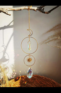 Sun Moon Crystal Charm for office rainbows