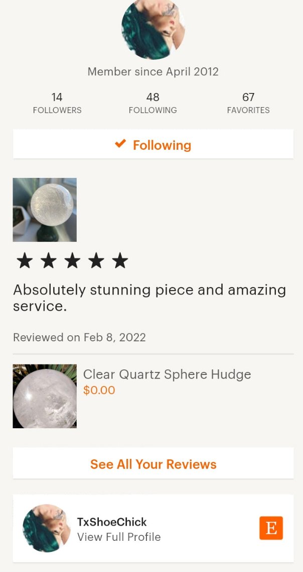 5 star review on Etsy