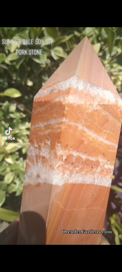 Orange jasper with Druzy